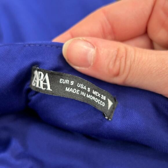 Zara Royal Blue Cinched Flower Applique Halter Romper Tank Top Small Y2K Style - Picture 5 of 5